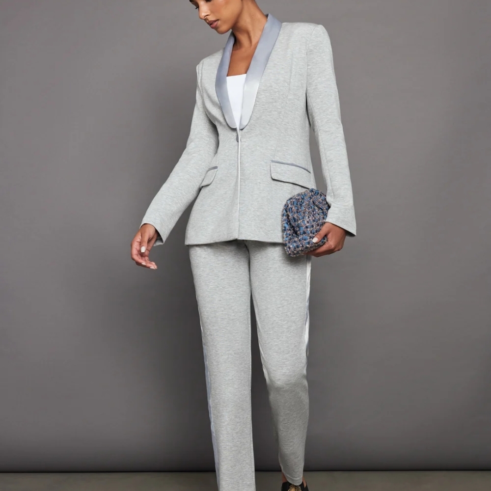 Carbon 38 Gray Women's Tux Athleisure Suit Set